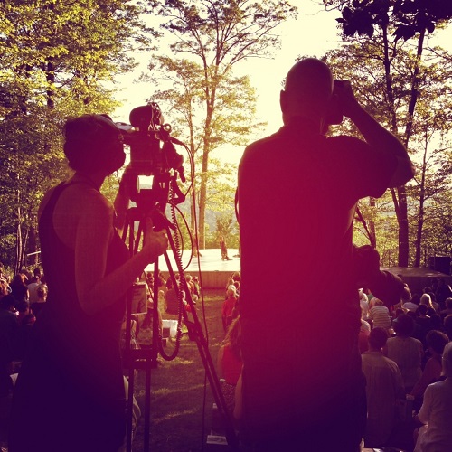 Nel filming and Christopher photographing Inside/Out at Jacob's Pillow. Photo by Heather McCown